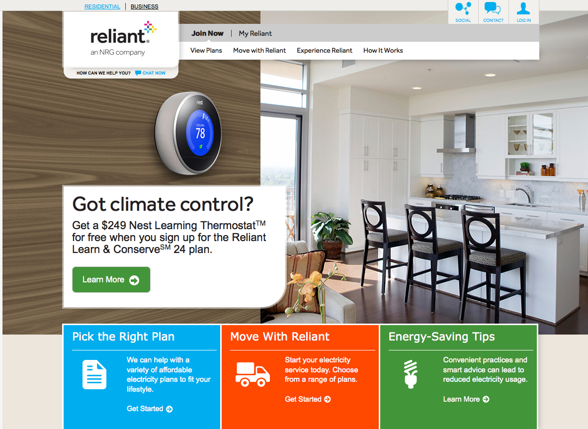 Content and digital strategy for NRG/Reliant by Kusadama Enterprises